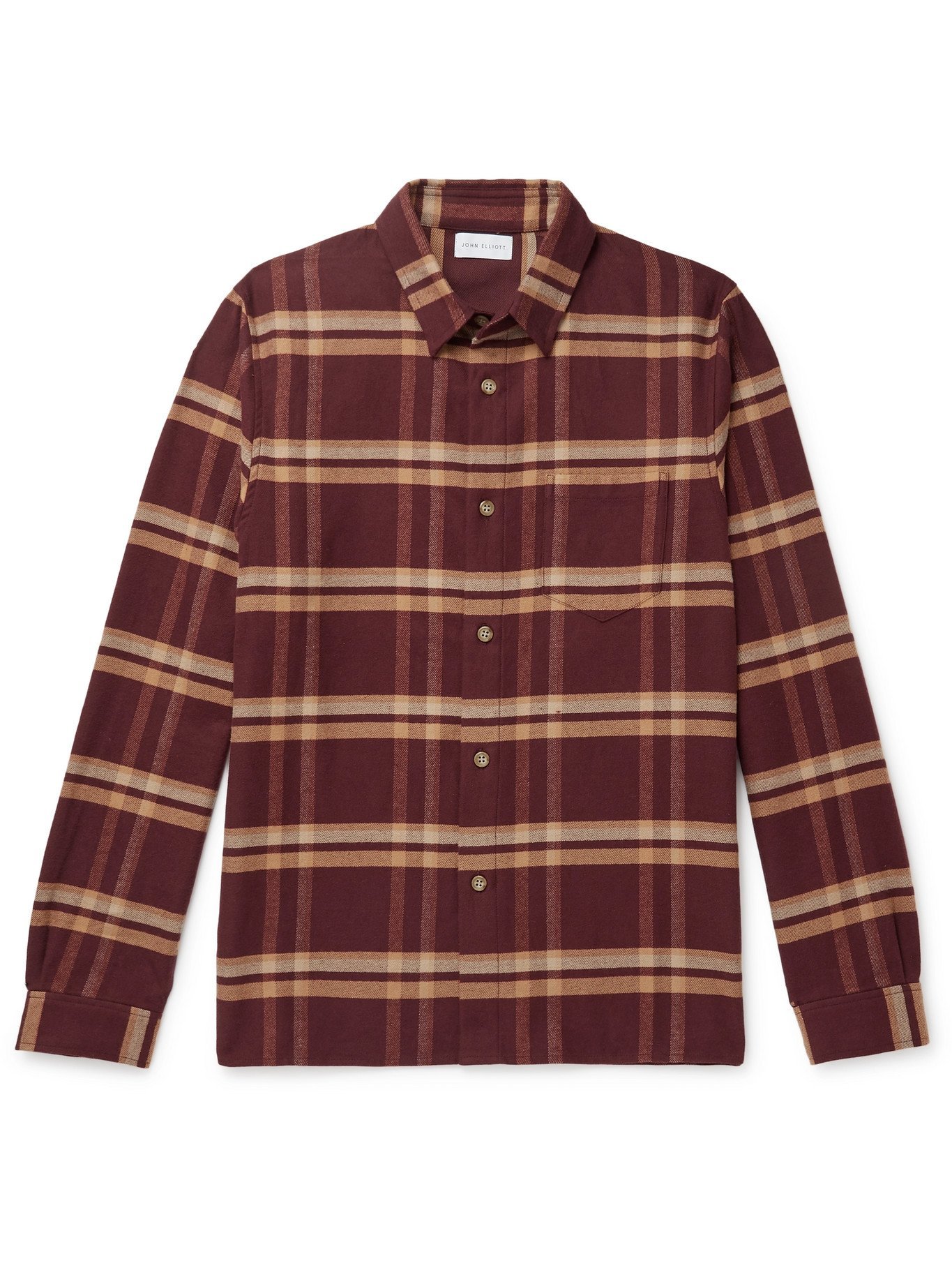 JOHN ELLIOTT - Checked Cotton-Flannel Shirt - Burgundy - S John Elliott