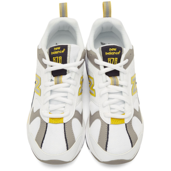 New Balance White and Yellow 878 Sneakers