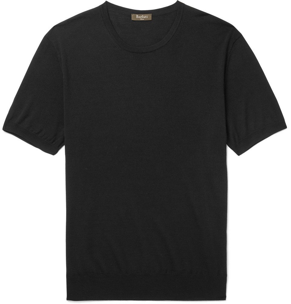 Berluti - Knitted Wool T-Shirt - Men - Black Berluti