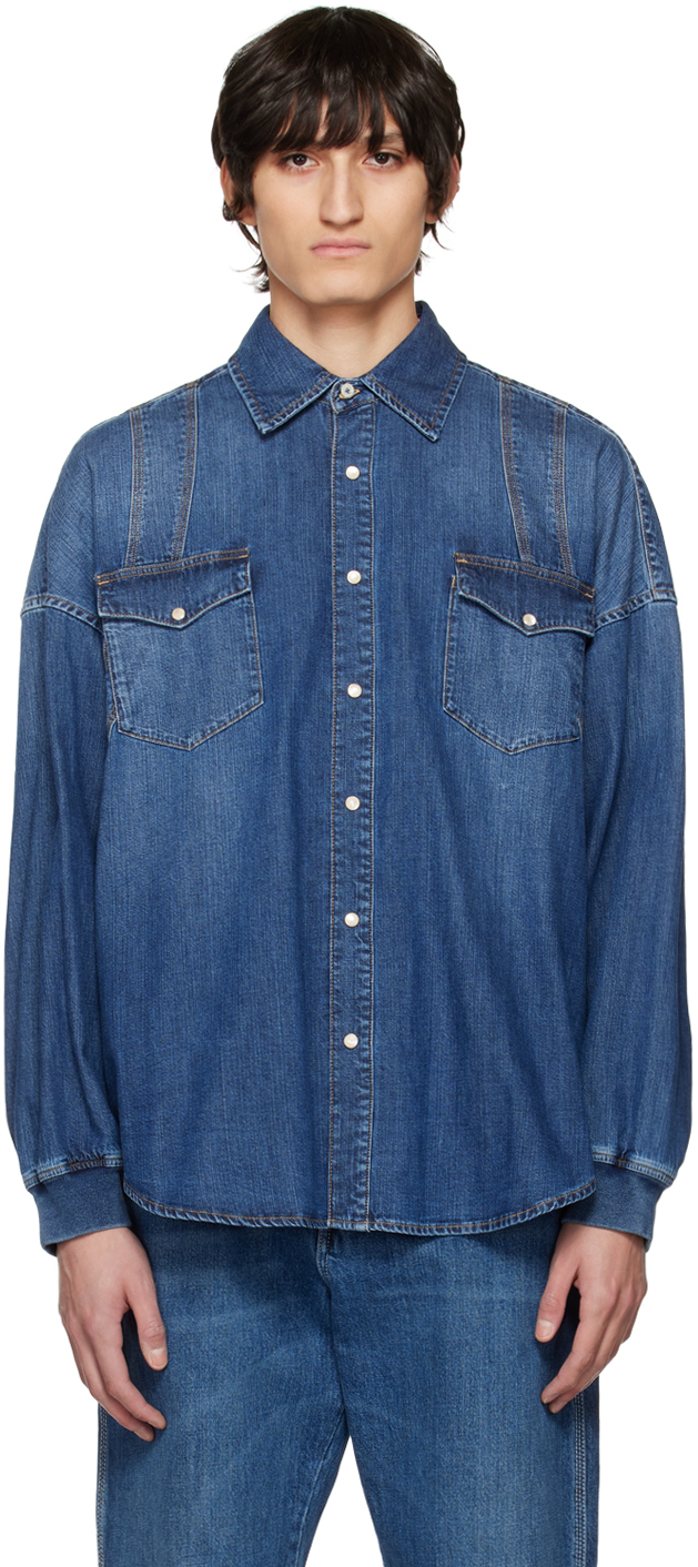 Alexander McQueen Blue Harness Denim Shirt Alexander McQueen
