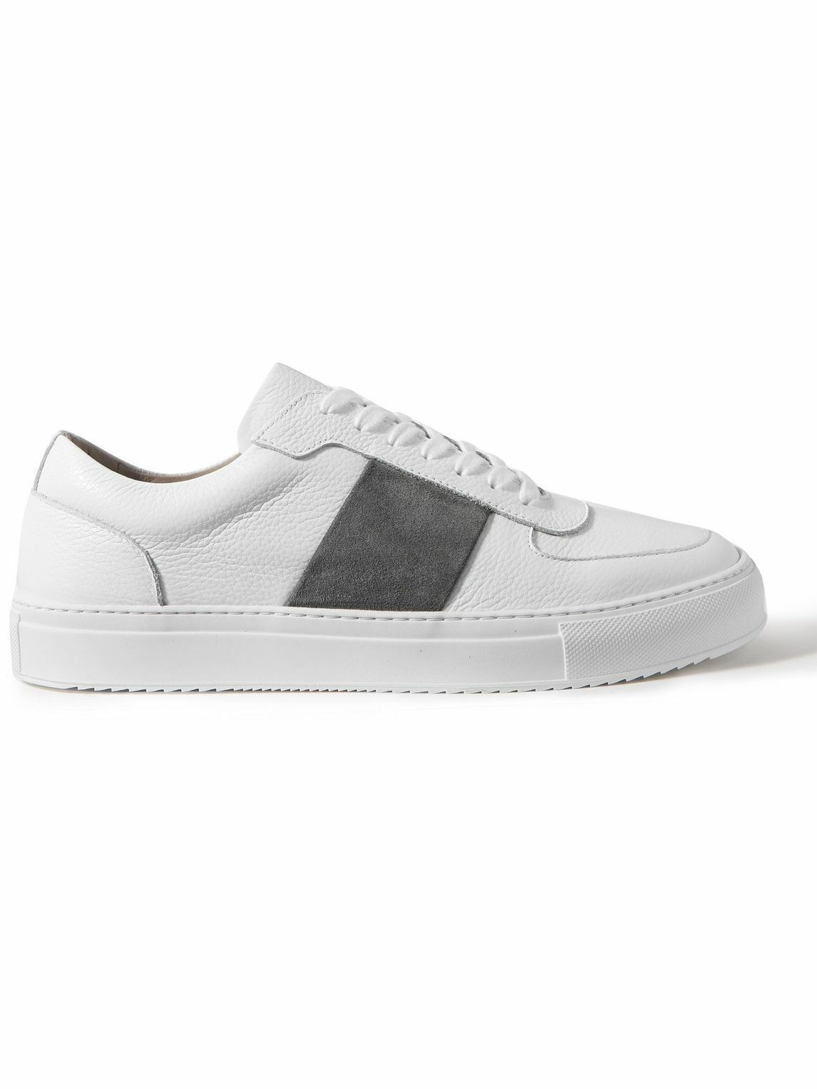 Mr P. - Larry Pebble-Grain Leather and Suede Sneakers - White Mr P.