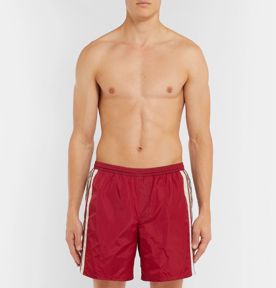 gucci swim shorts red