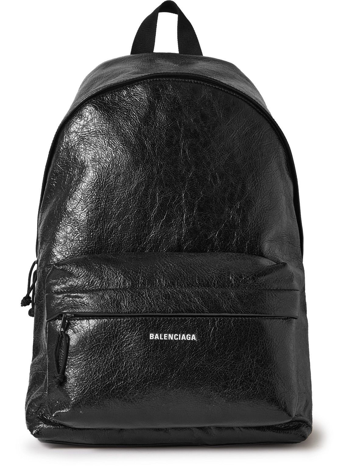 Balenciaga LogoPrint CrinkledLeather Backpack Balenciaga
