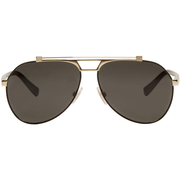 Dolce and Gabbana Black and Gold Aviator Sunglasses Dolce & Gabbana