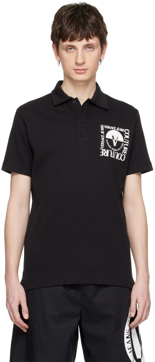 Versace Jeans Couture Black Bonded Polo Versace