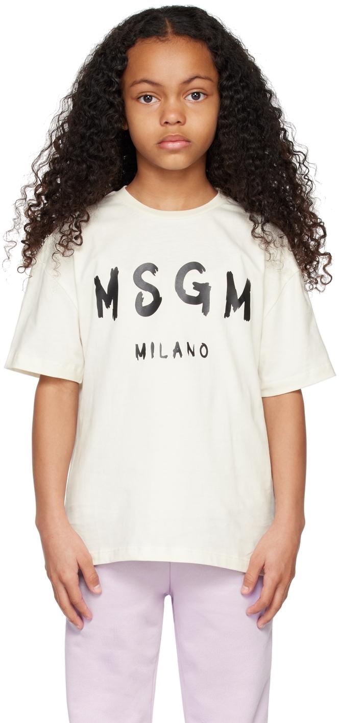 MSGM Kids Kids Off-White Printed T-Shirt