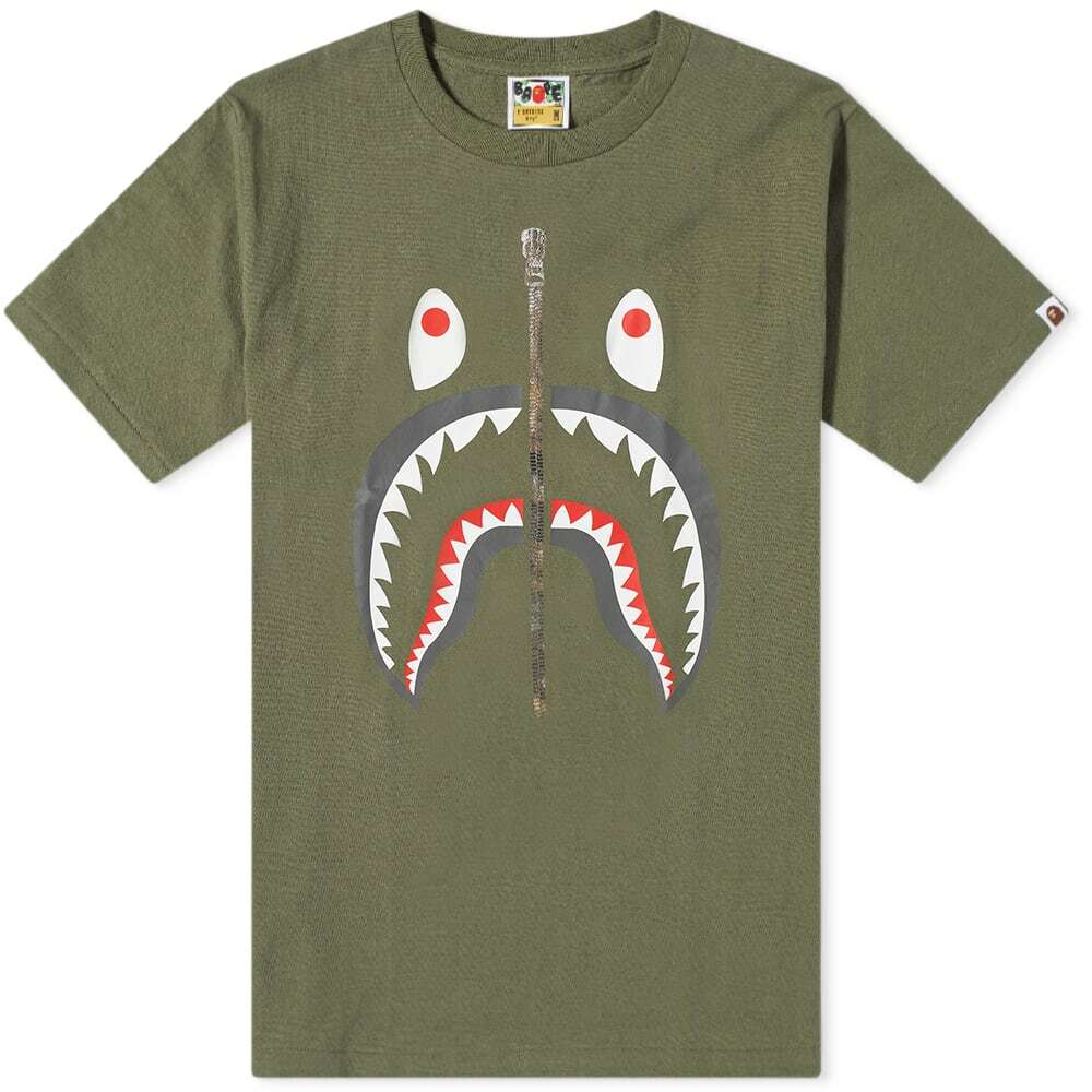 A Bathing Ape Men's Shark TShirt in Olive Drab A Bathing Ape