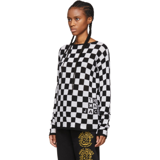 White Wool Checkered Sweater Marc Jacobs