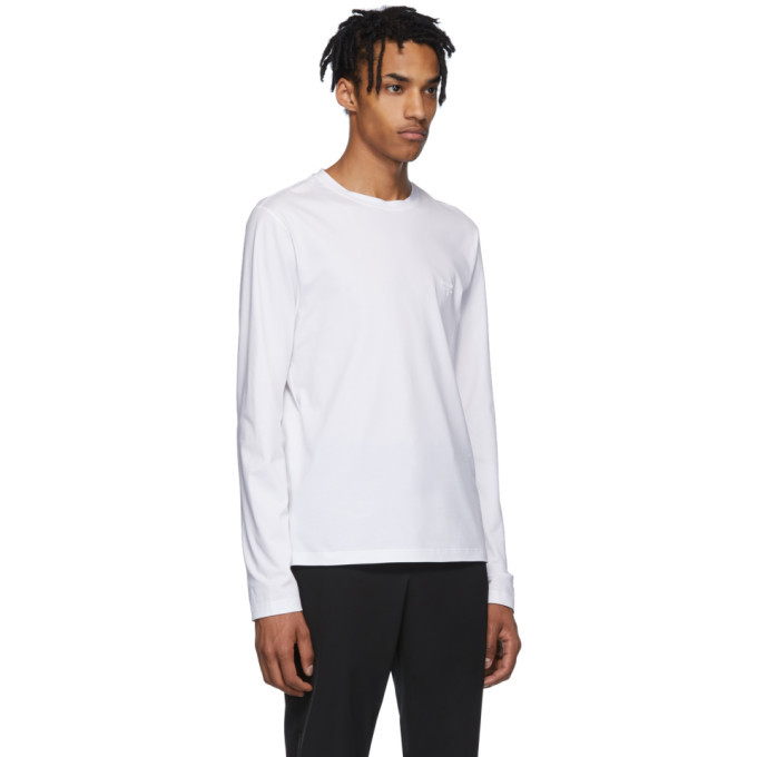 Prada White Stretch Cotton Long Sleeve T-Shirt Prada