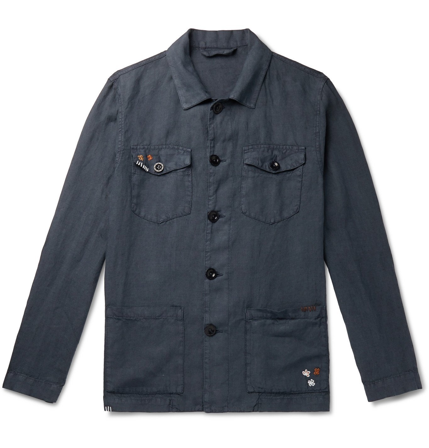 embroidered monogram overshirt in wool jersey