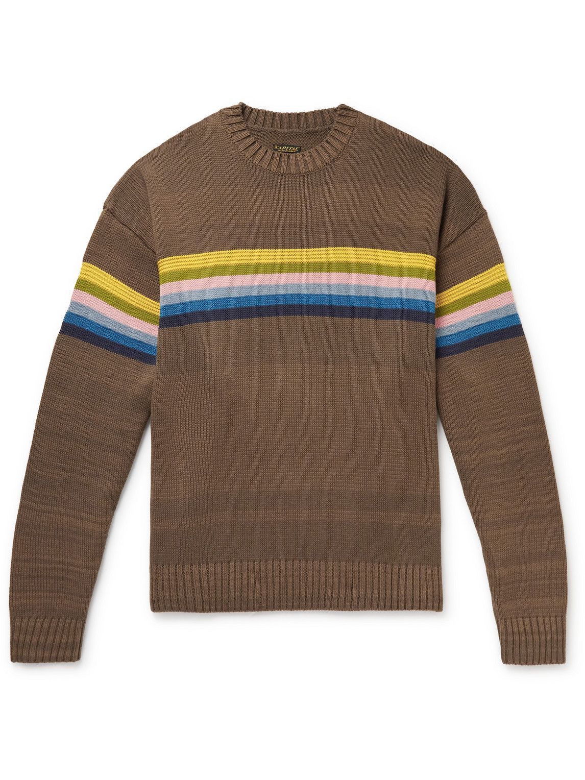 KAPITAL - Striped Cotton-Blend Jacquard Sweater - Brown KAPITAL