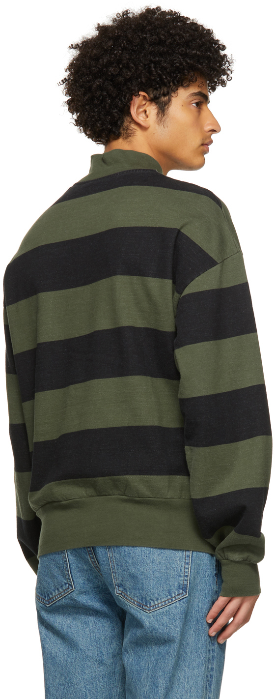 striped half zip sweatshirt