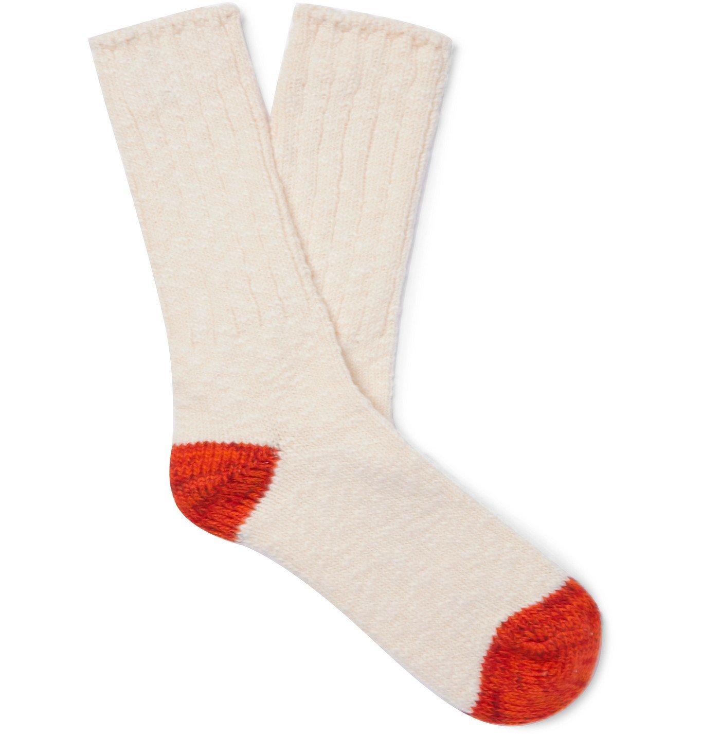 Thunders Love - Flammé Ribbed Cotton-blend Socks - White Thunders Love