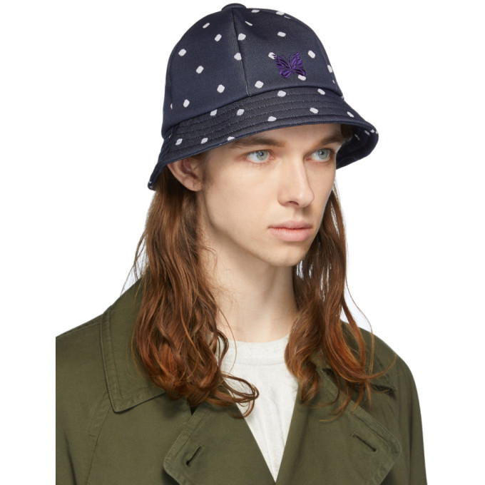 Needles Navy Polka Dot Bermuda Hat Needles