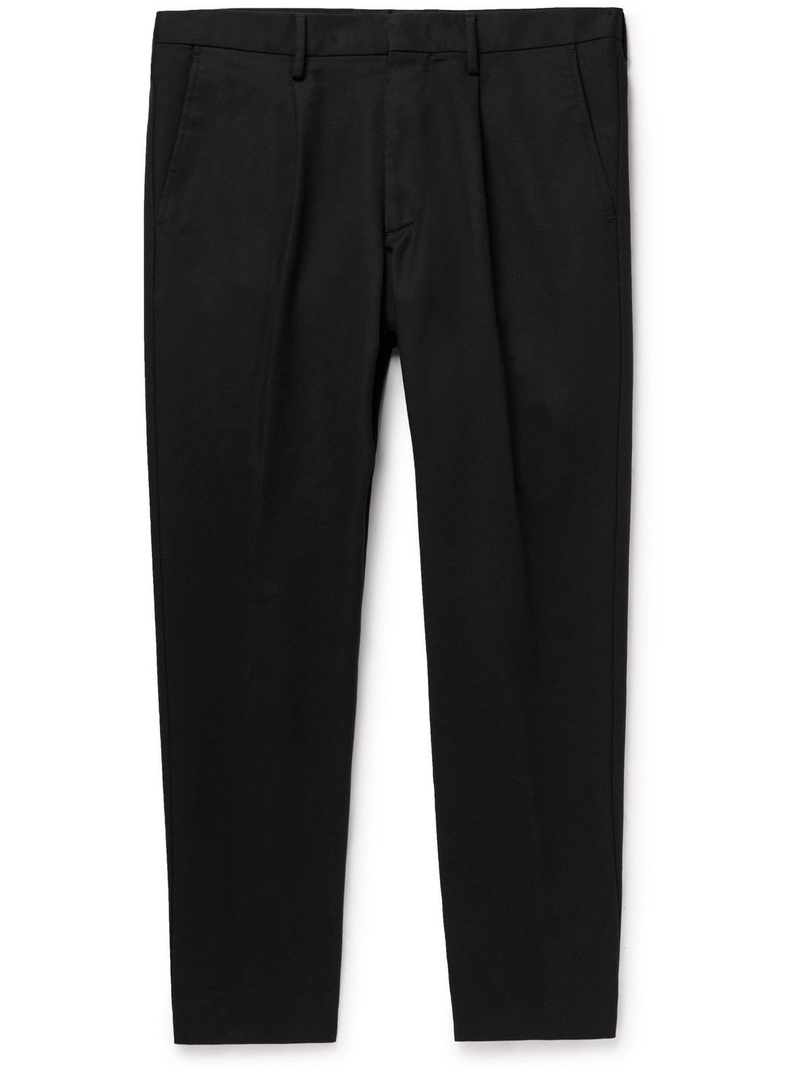 NN07 - Bill Tapered Cropped Pleated Stretch-Cotton Trousers - Black NN07