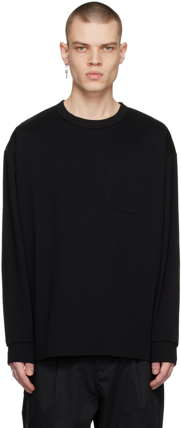 SOPHNET. Black Patch Pocket Long Sleeve T-Shirt SOPHNET.