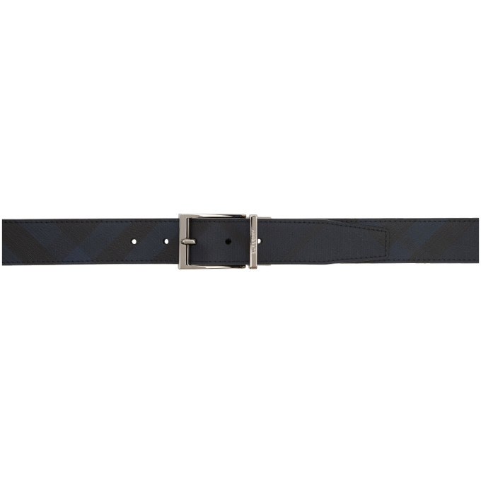 Burberry Reversible Black and Blue London Check Belt Burberry