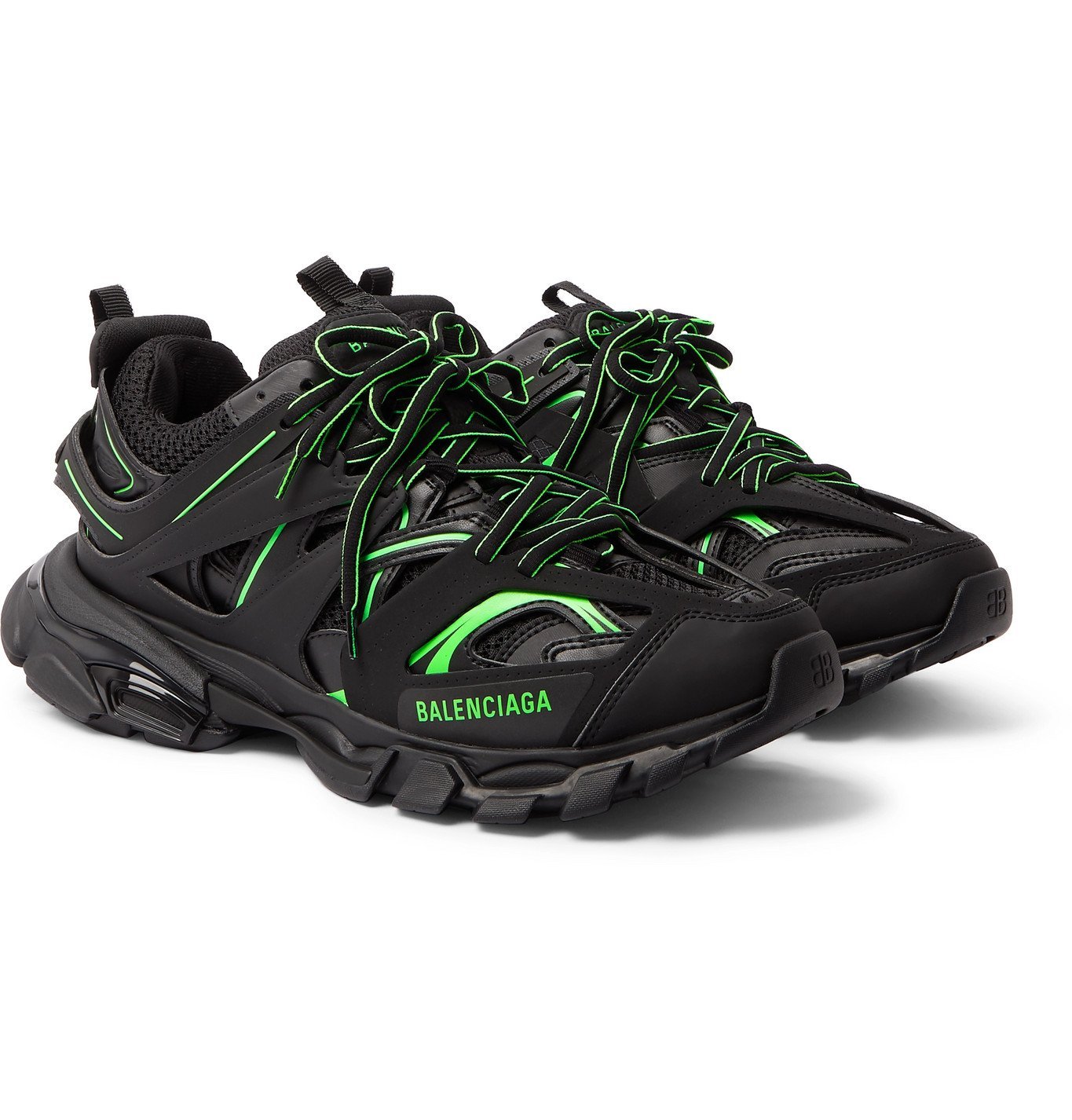 BALENCIAGA - Track Neon Nylon, Mesh and Rubber Sneakers - Black Balenciaga