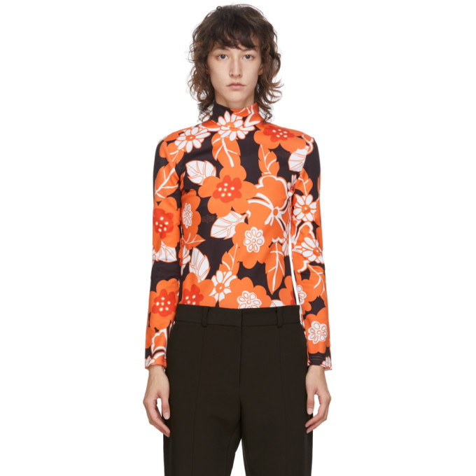Rokh Black and Orange Floral Turtleneck 