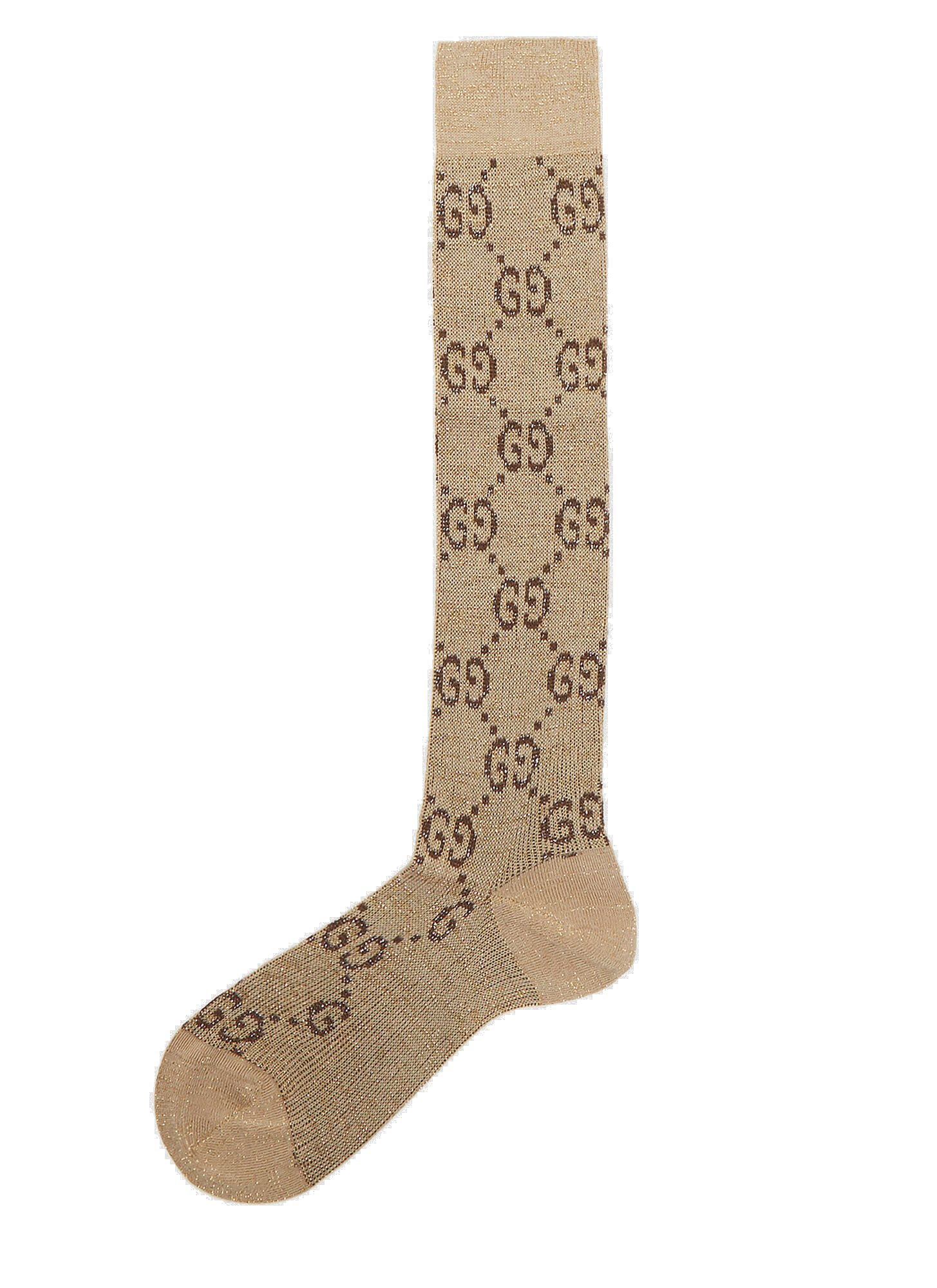 Photo: Metallic Interlocking G Motif Calf Socks in Brown
