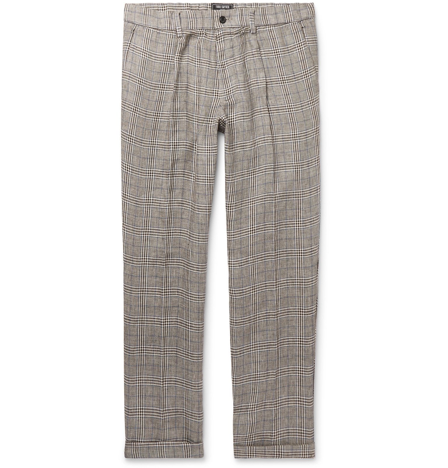 Todd Snyder - Grey Slim-Fit Checked Linen Trousers - Gray Todd Snyder