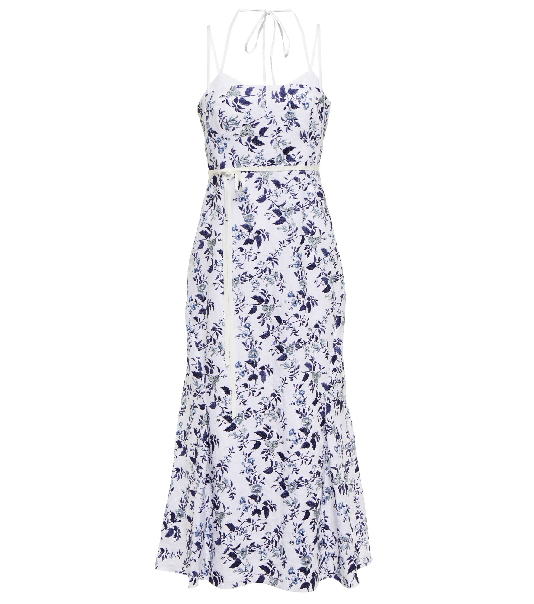 Erdem - Otto embroidered linen midi dress Erdem