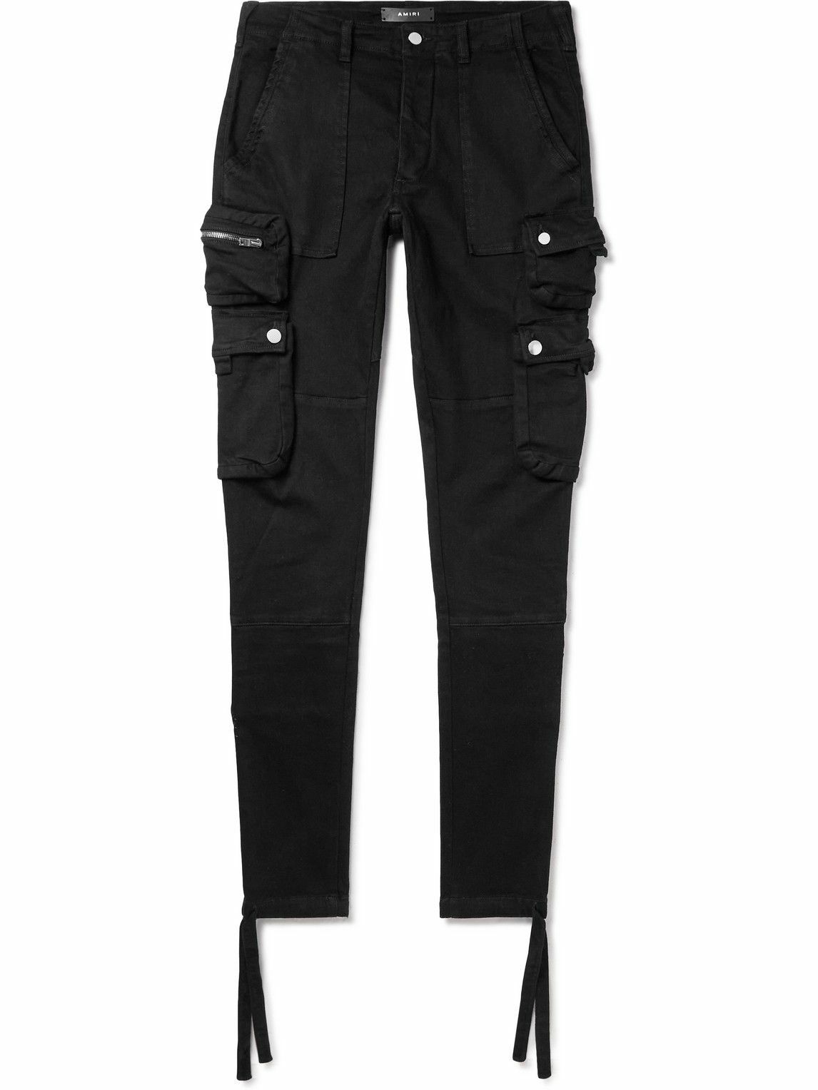 AMIRI - Skinny-Fit Tie-Detailed Denim Cargo Trousers - Black Amiri