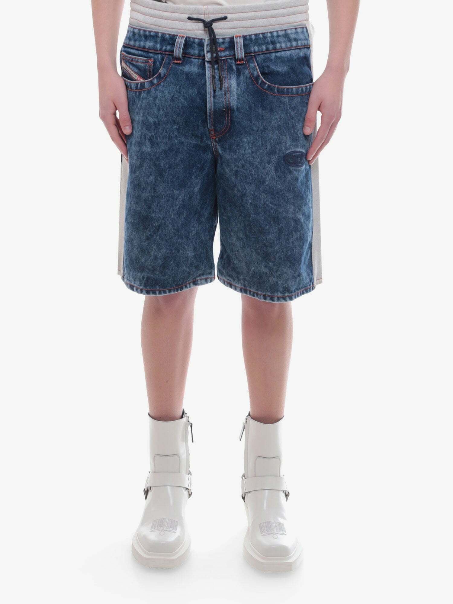 Diesel White Cotton Bermuda Shorts