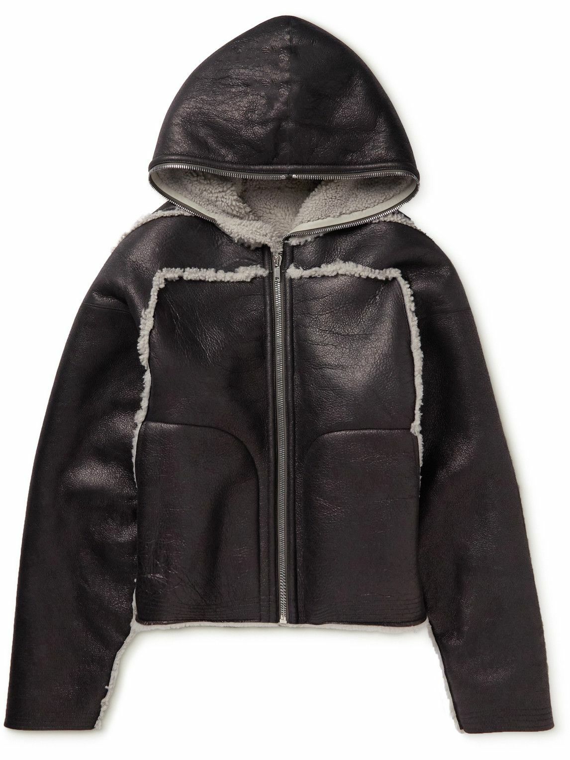 Photo: Rick Owens - Shearling-Lined Leather Hooded Jacket - Black