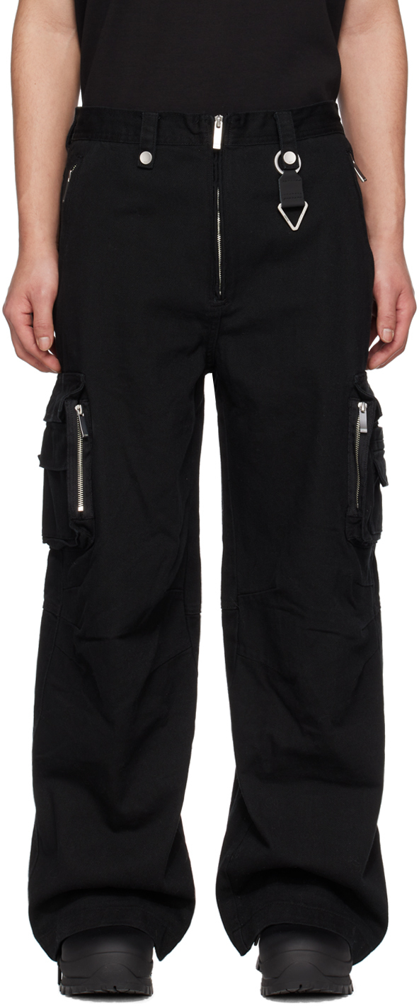 C2H4 Black Exposed Fly Cargo Pants C2H4