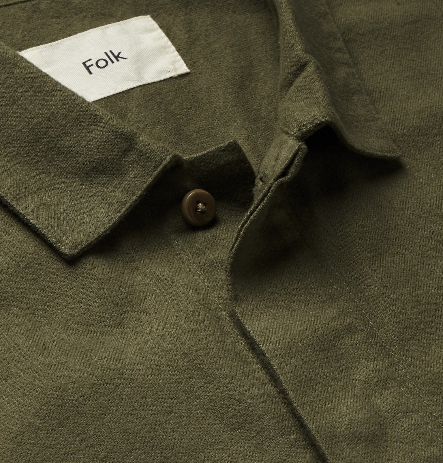 Folk - Patch Brushed Cotton-Twill Shirt 