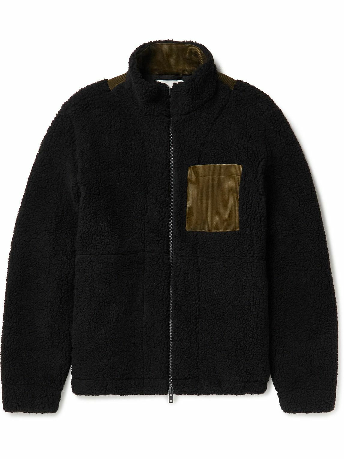 Oliver Spencer - Westport Corduroy-Trimmed Fleece Jacket - Black Oliver ...