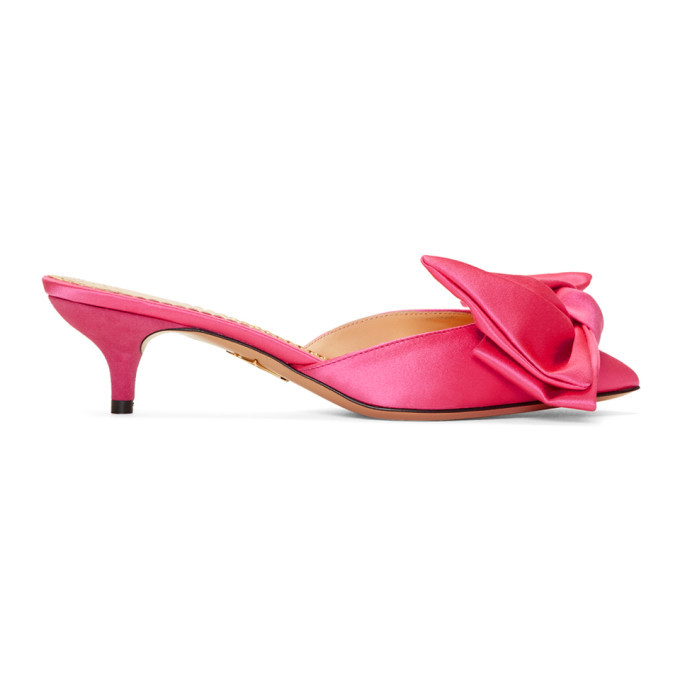 Charlotte Olympia Pink Satin Sophie Mules Charlotte Chesnais