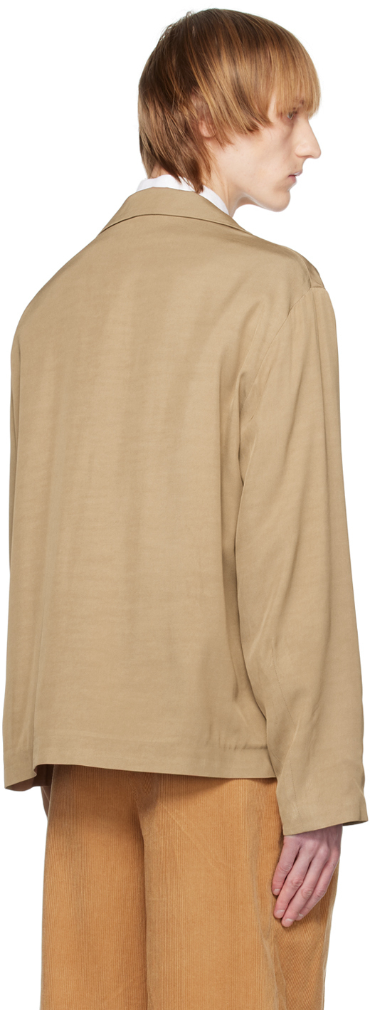 4SDESIGNS Khaki Spread Collar Blazer 4SDESIGNS