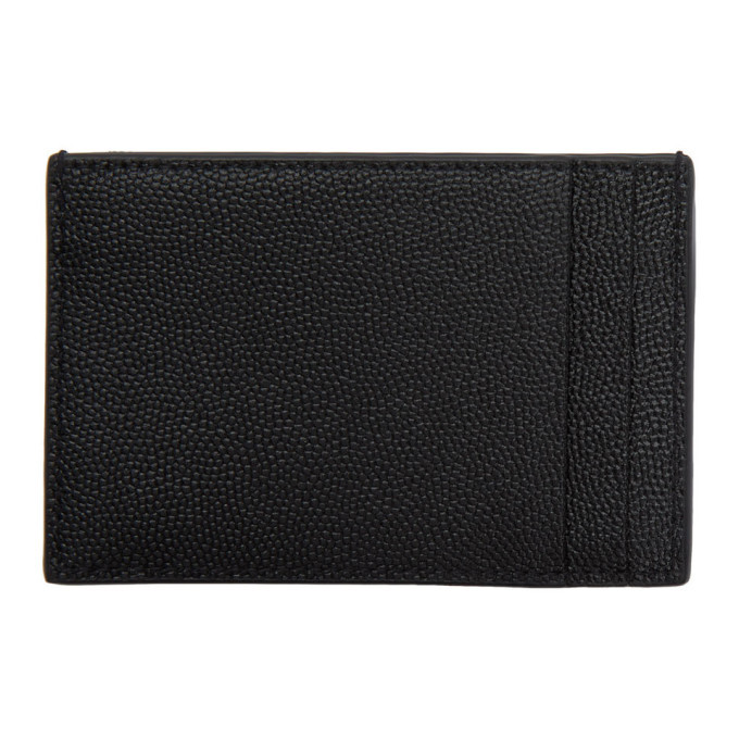 saint laurent black pebble grained uptown card holder