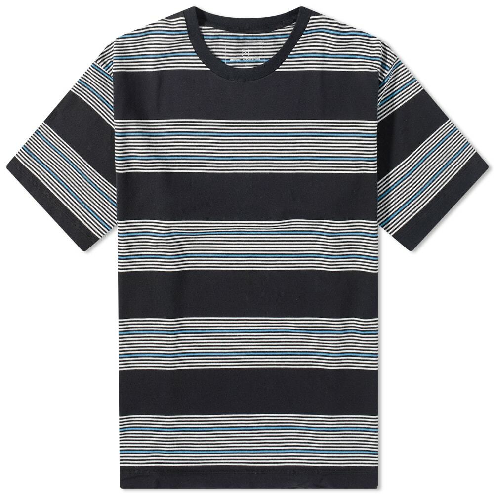 Photo: Uniform Experiment Men's Stripe T-Shirt in Black/Blue