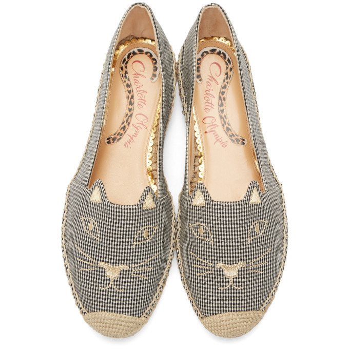 Charlotte Olympia Black and White Gingham Kitty Espadrilles Charlotte ...