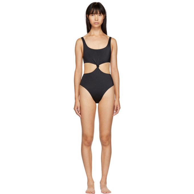 solid and striped black one piece
