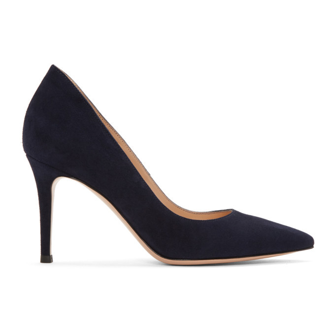 Gianvito Rossi Navy Suede Ellipsis Heels Gianvito Rossi