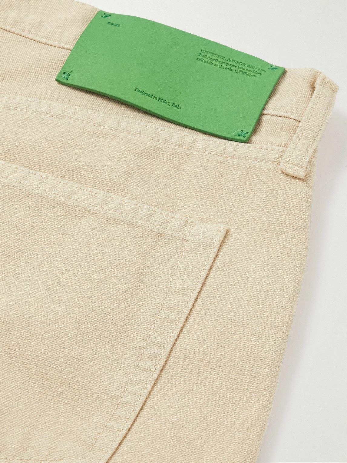 Off-White - Wave Off Straight-Leg Cotton-Canvas Shorts - Neutrals Off-White