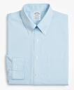Brooks Brothers Men's Stretch Regent Regular-Fit Dress Shirt, Non-Iron Poplin Button-Down Collar Gingham | Light Blue