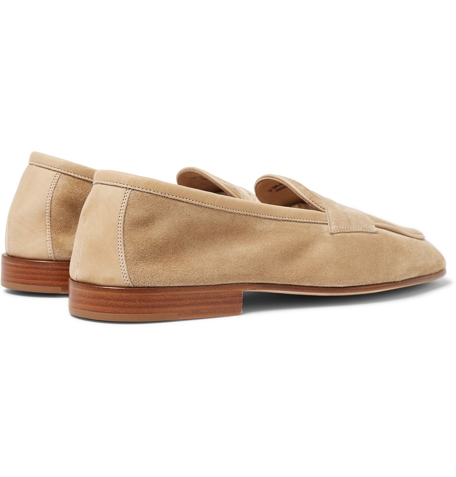 Edward Green - Polperro Leather-Trimmed Suede Penny Loafers - Neutrals ...