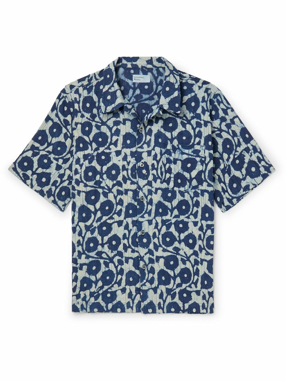 Universal Works - Road Convertible-Collar Cotton-Jacquard Shirt - Blue ...