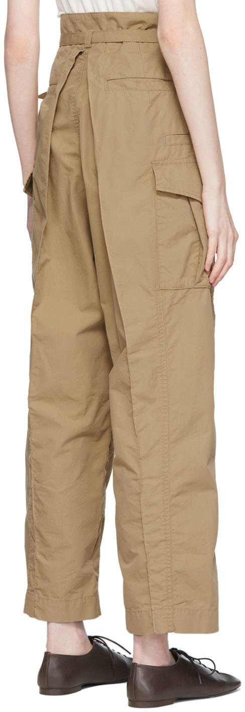 Mame Kurogouchi Beige Tucked Cargo Trousers Mame Kurogouchi