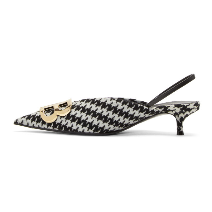 balenciaga bb knife houndstooth slingback pumps