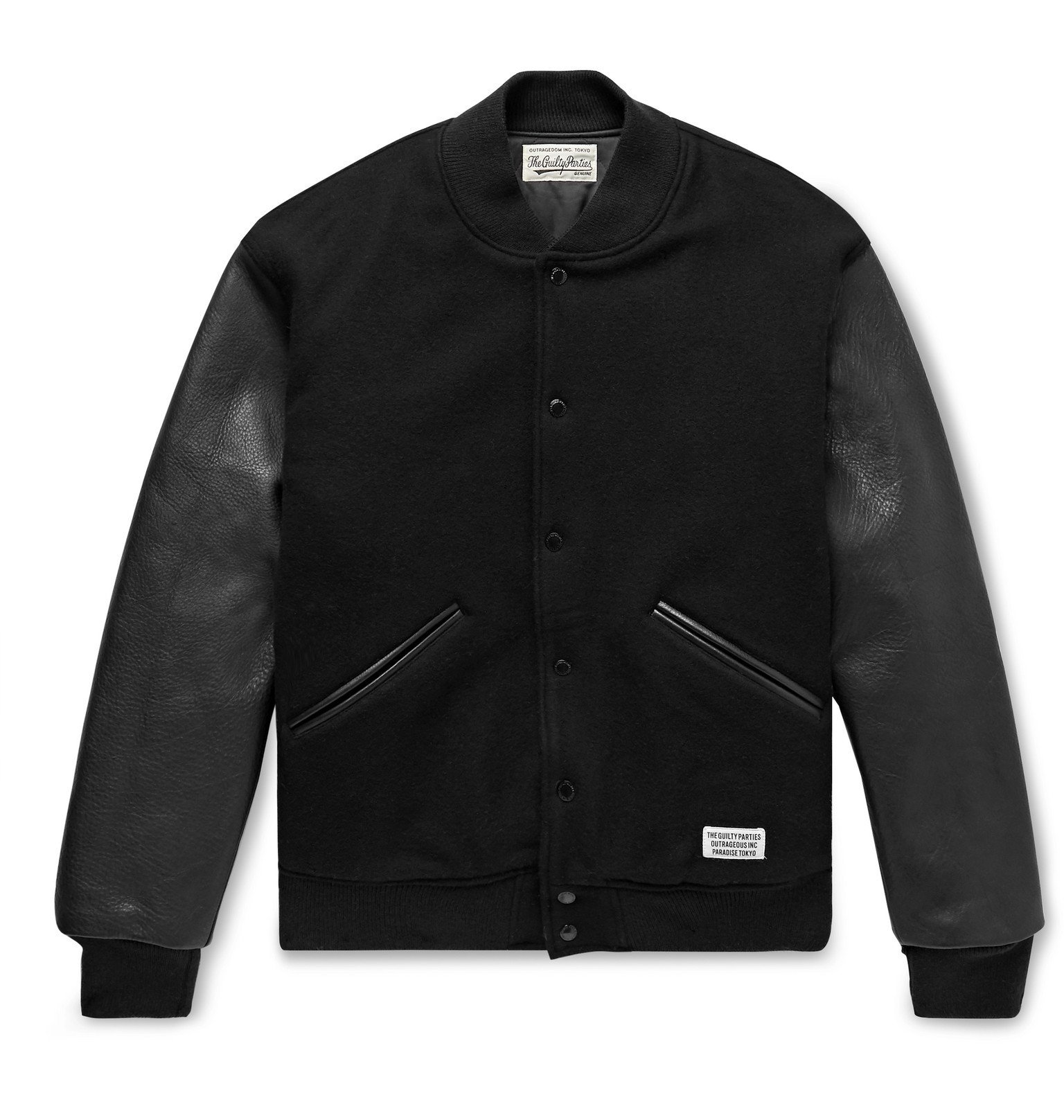 Wacko Maria - Leather and Logo-Embroidered Wool and Cashmere-Blend