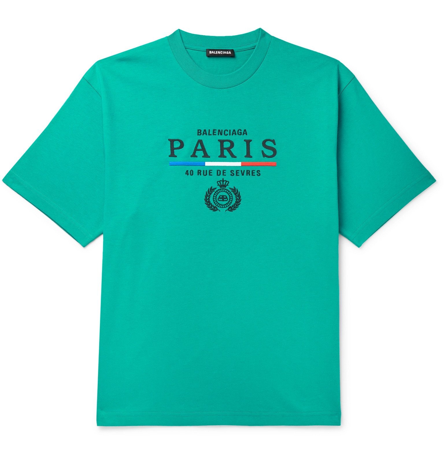 Balenciaga - Oversized Embroidered Cotton-Jersey T-Shirt - Green Balenciaga