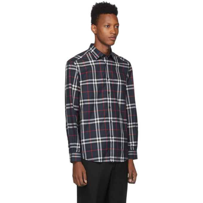 Burberry Navy Check Caxton Shirt Burberry