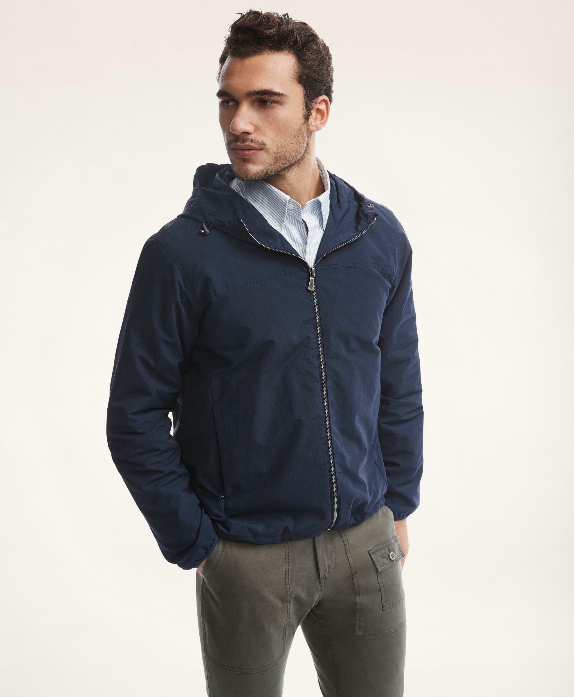 Brooks Brothers Men's Water Repellent Windbreaker Sweater | Navy Brooks ...