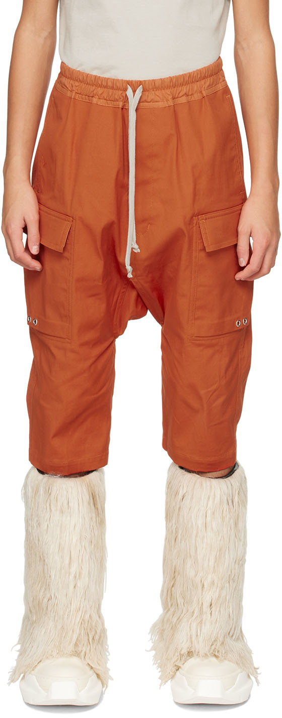 Rick Owens Kids Orange Pods Long Cargo Shorts